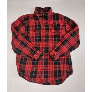 Rainforest Men Heavyweight Red Plaid Long Sleeve Shirt Sz M